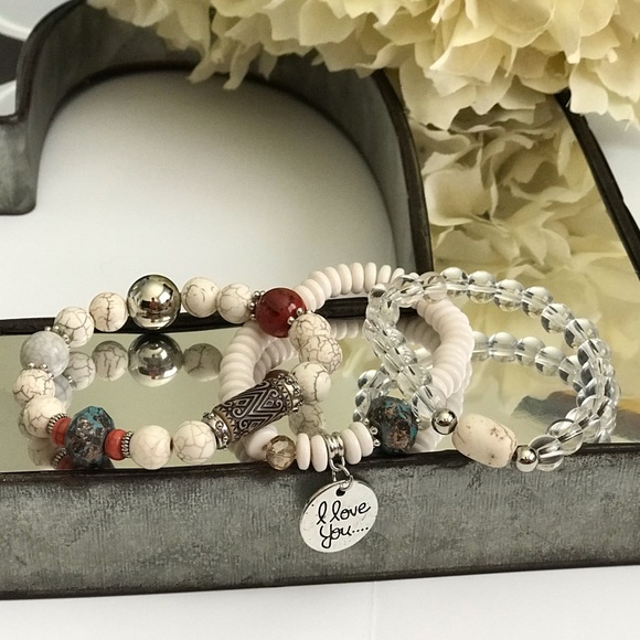 Beaded Friendship Bracelet, White - Picture 4 of 4